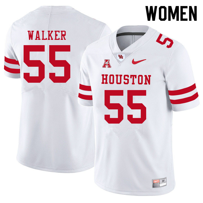 Women #55 Carson Walker Houston Cougars College Football Jerseys Sale-White - Click Image to Close